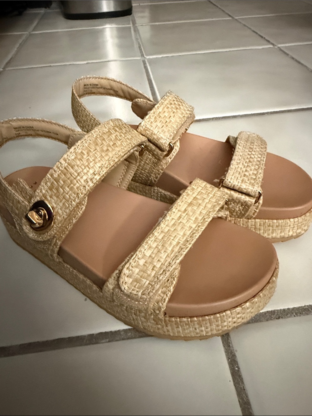 a new day Natural Beige Woven Platform Sandals - Women